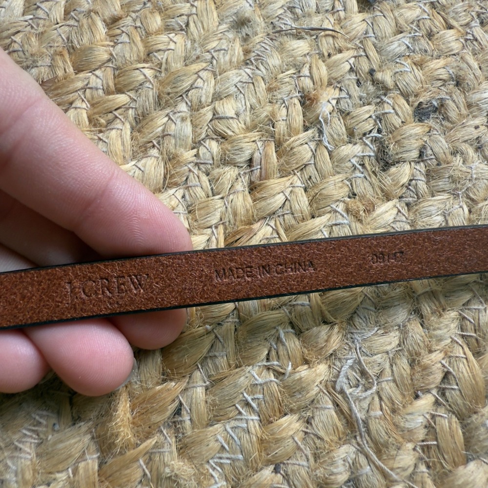 J.Crew Womens Skinny Metallic Leather Belt Gold Buckle Pewter Silver Prep Size M - Picture 2 of 7
